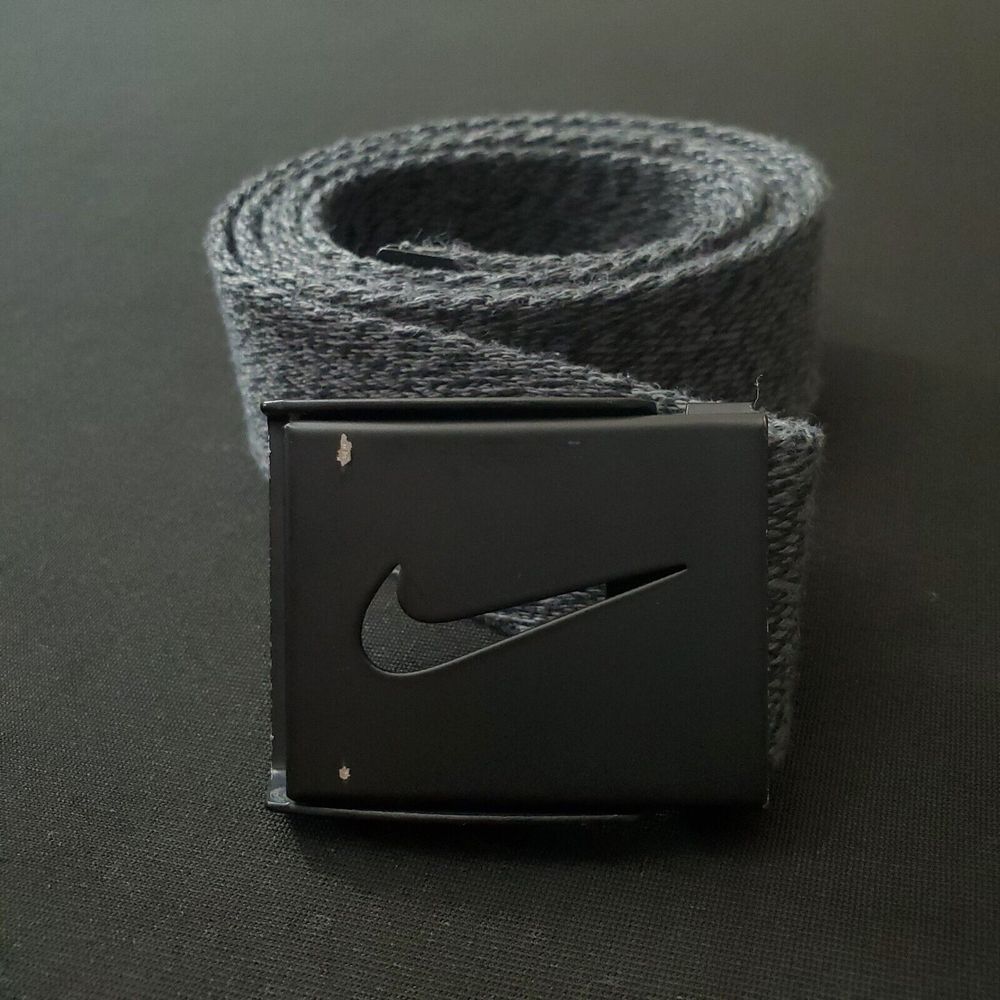 Nike Tan‎ Fabric Golf Belt One Size Mens Black Swoosh Sports Logo